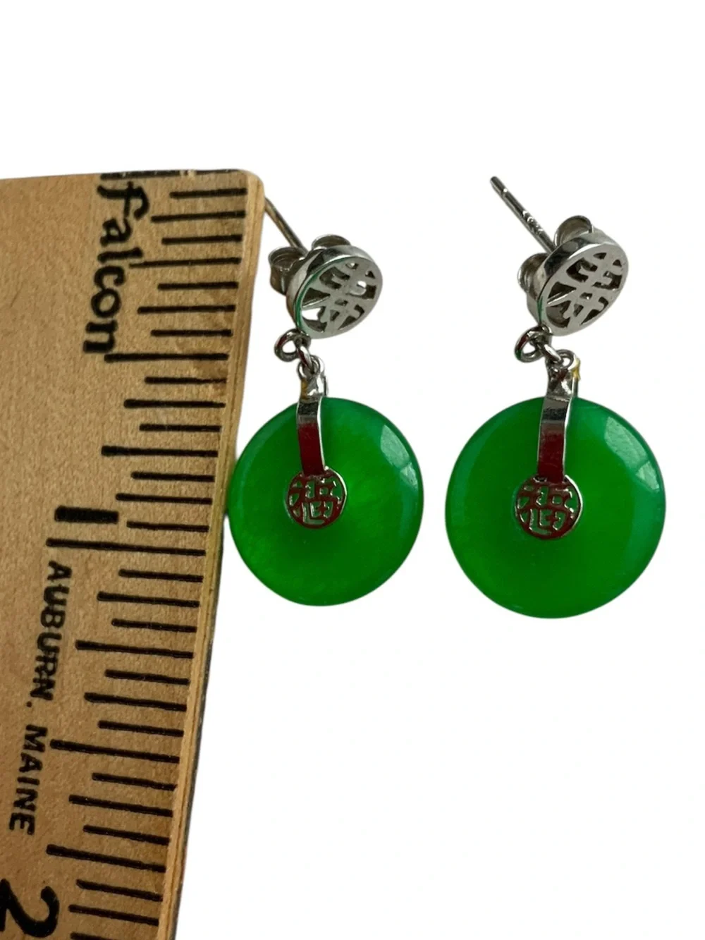 Green Jade Sterling Silver Disc Drop Earrings